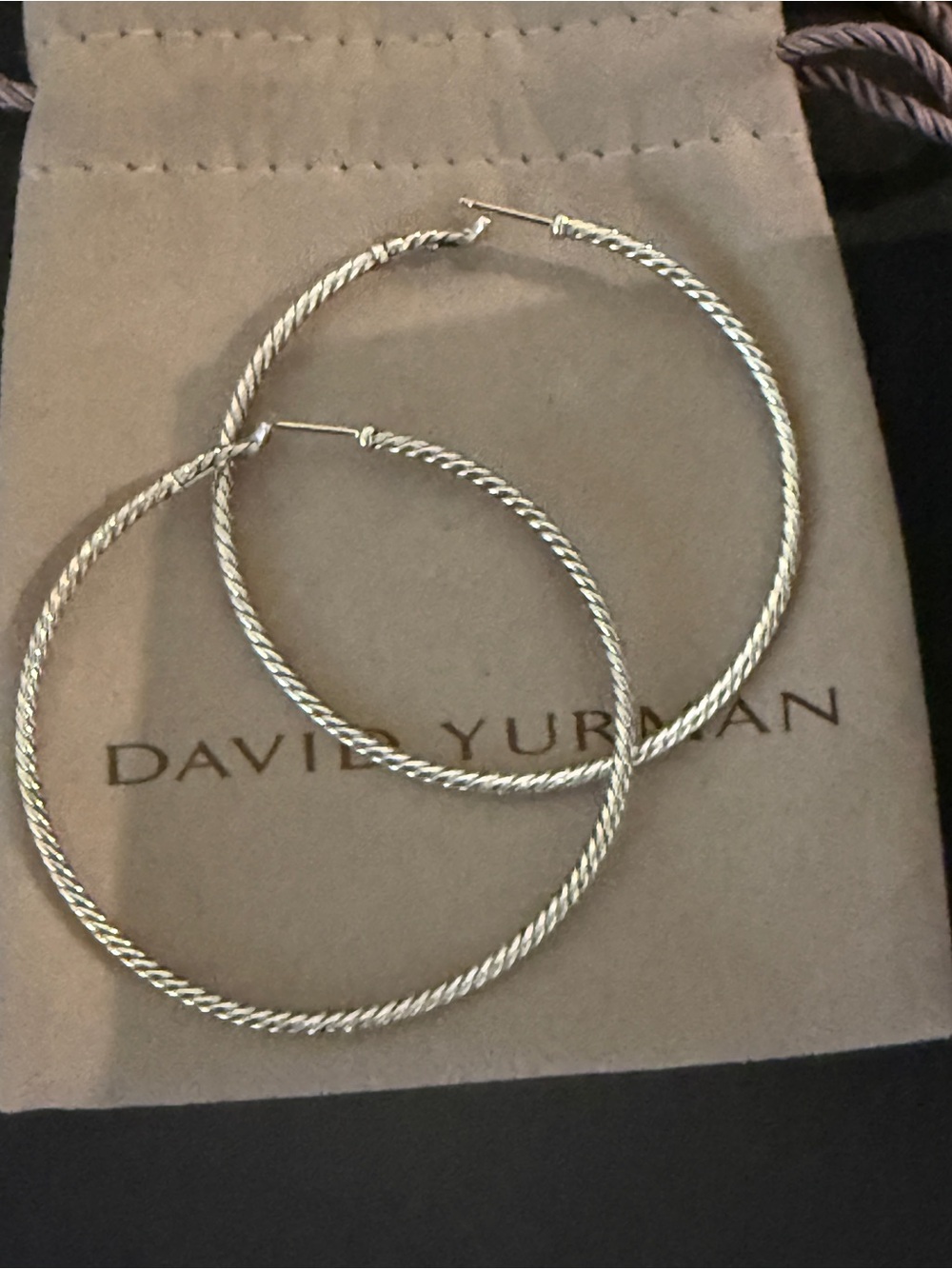David Yurman 2 mm Twisted Cable Hoop Earrings in Silver - discontinued
